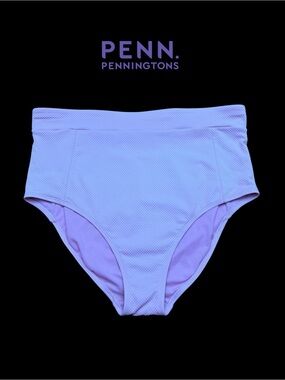 NEW, Penningtons, Textured High Waist Bikini Bottom, 1X Plus Size, Lilac ☀️